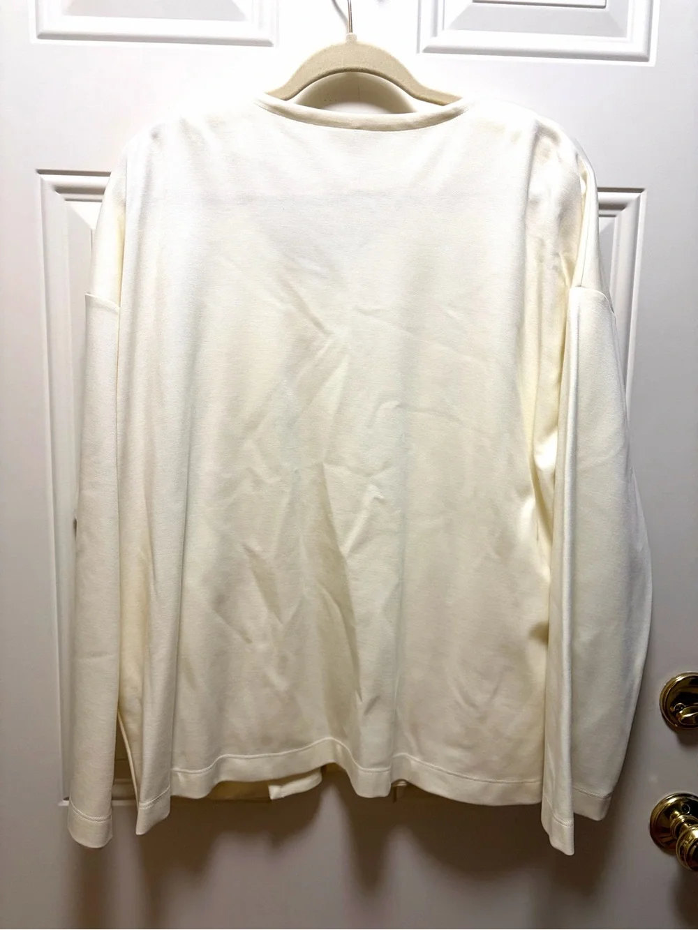 Eileen Fisher Ivory Flex Tencel Ponte asymmetrical zip Jacket Moto Minimalist XL